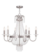 Livex Lighting 51846-91 Crystal Six Light Chandelier from Valentina Collection in Pwt, Nckl, B/S, Slvr. Finish, Brushed Nickel