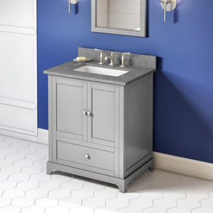 Jeffrey Alexander VKITADD30GRSGR 30" Grey Addington Vanity, Steel Grey Cultured Marble Vanity Top, undermount rectangle bowl