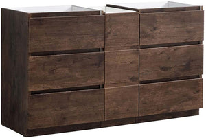 Fresca FCB93-241224RW-D Fresca Lazzaro 60" Rosewood Free Standing Double Sink Modern Bathroom Cabinet