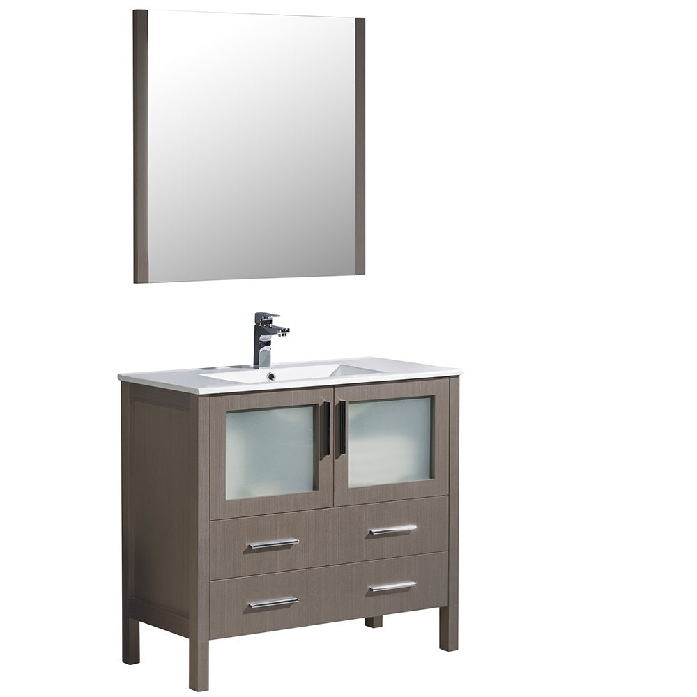 Fresca FVN6236GO-UNS Fresca Torino 36" Gray Oak Modern Bathroom Vanity w/ Integrated Sink