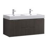 Fresca FCB8348GO-D-I Fresca Valencia 48" Gray Oak Wall Hung Double Sink Modern Bathroom Vanity