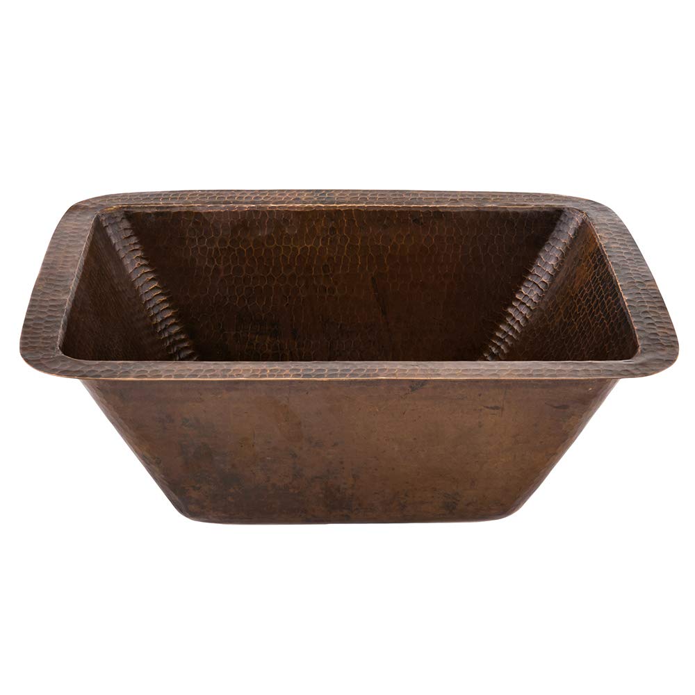 Premier Copper Products BRECDB3 17-Inch Rectangle Copper Sink with 3.5-Inch Drain Size, Oil Rubbed Bronze