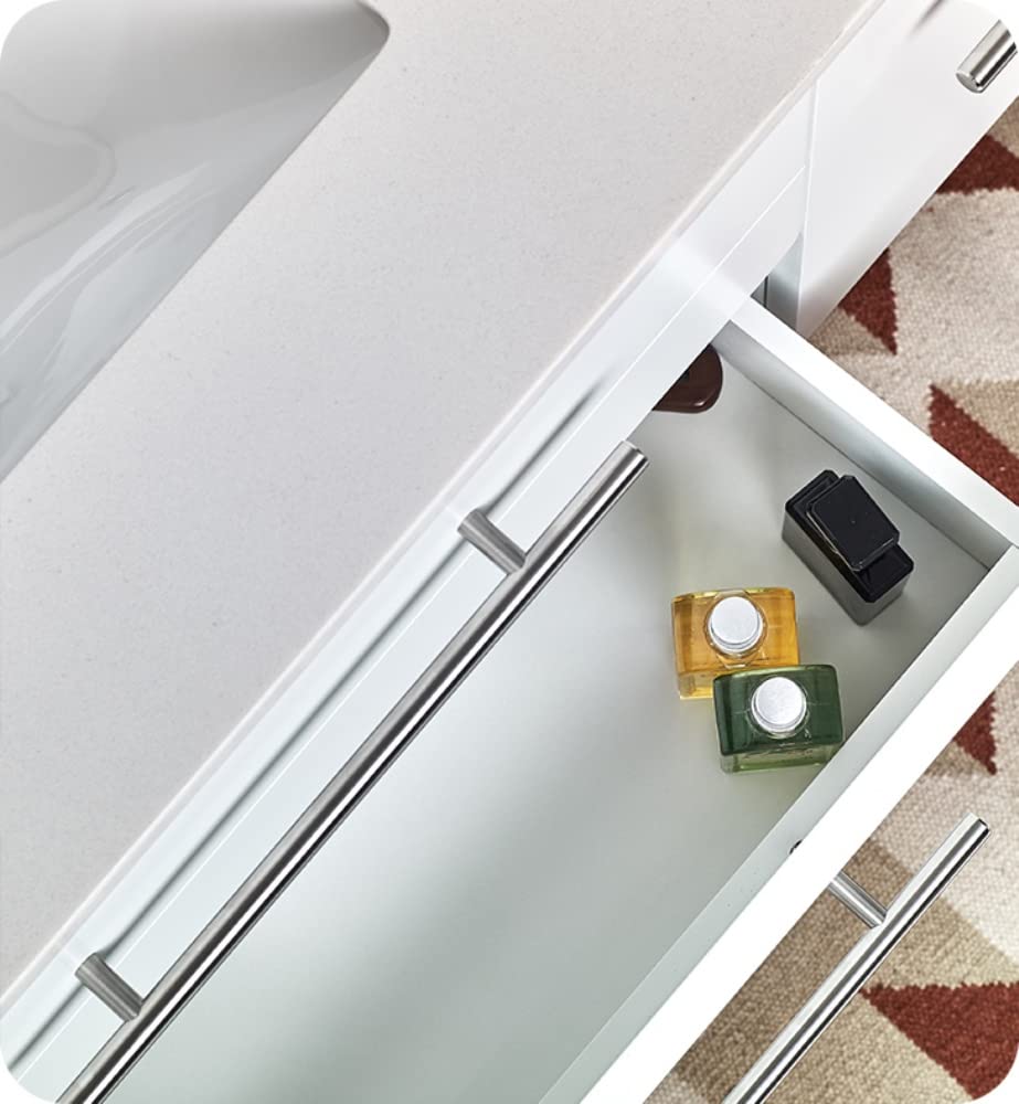 Fresca FVN6136WH-UNS-L Fresca Lucera 36" White Wall Hung Undermount Sink Modern Bathroom Vanity w/ Medicine Cabinet - Left Version
