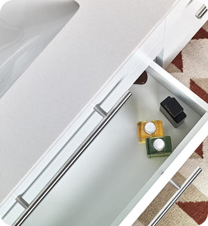 Fresca FVN6136WH-UNS-L Fresca Lucera 36" White Wall Hung Undermount Sink Modern Bathroom Vanity w/ Medicine Cabinet - Left Version