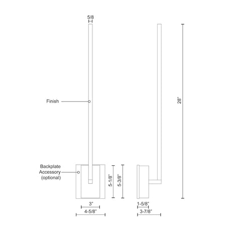 Kuzco WS25125-BN PANDORA 25" WS Brushed Nickel 120V TRIAC/ELV LED 3000K 90CRI 20W