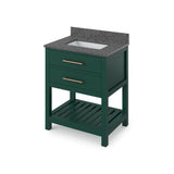 Jeffrey Alexander VKITWAV30GNBOR 30" Forest Green Wavecrest Vanity, Boulder Cultured Marble Vanity Top, undermount rectangle bowl