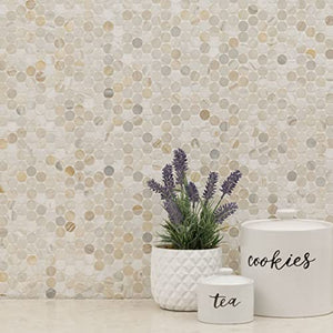 MSI Athena Gold 12 in. x 12 in. (CASE) Pennyround Honed Marble Mesh Mounted Mosaic Tile for Bathroom, Kitchen Backsplash, Accent Wall Tile, and Shower Wall Tile, Sample