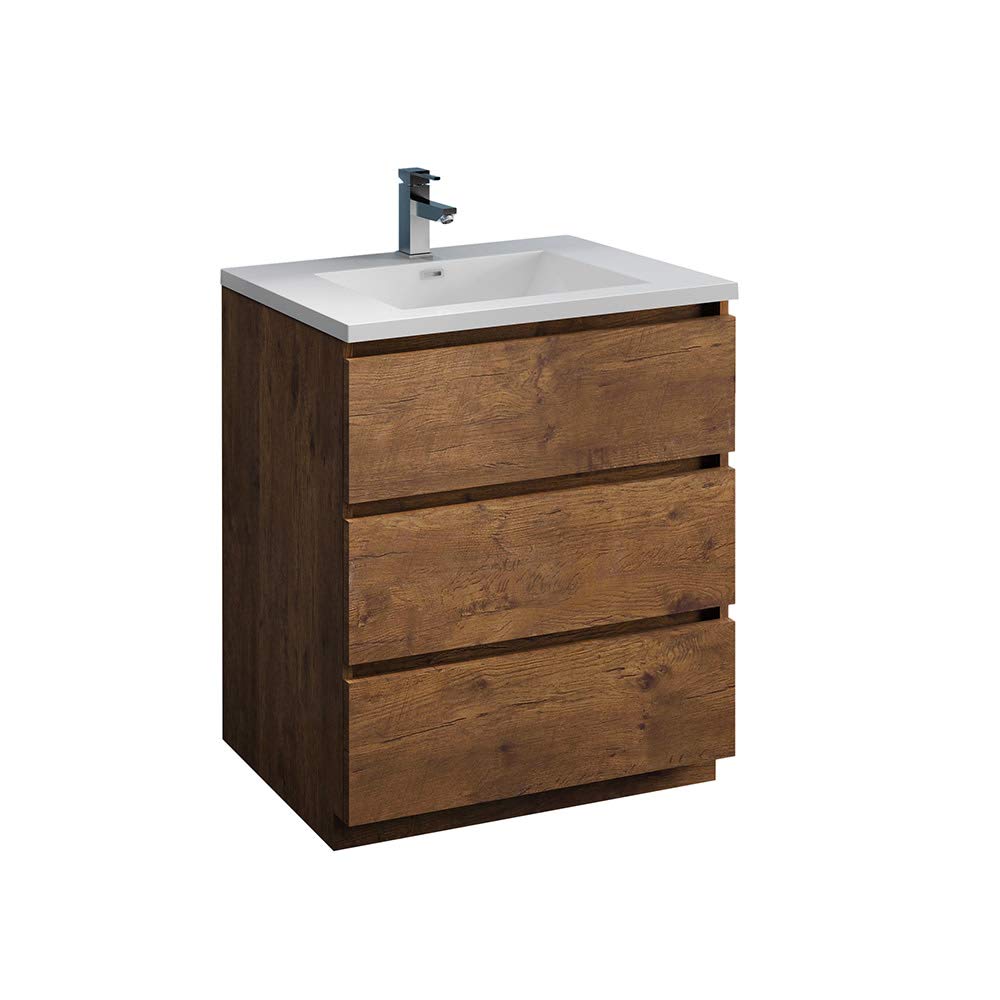 Fresca FCB9330RW-I Fresca Lazzaro 30" Rosewood Free Standing Modern Bathroom Cabinet w/ Integrated Sink