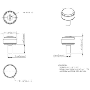 Jeffrey Alexander 775SN 1-1/8" Diameter Satin Nickel Carmen Cabinet Knob