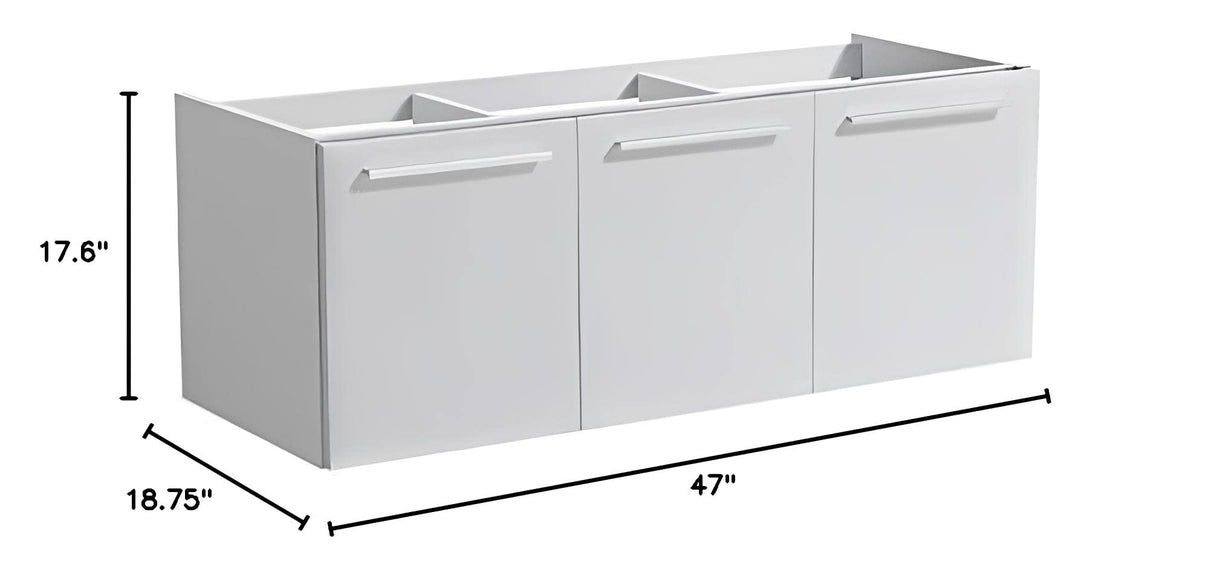 Fresca FCB8092WH Fresca Vista 48" White Wall Hung Modern Bathroom Cabinet