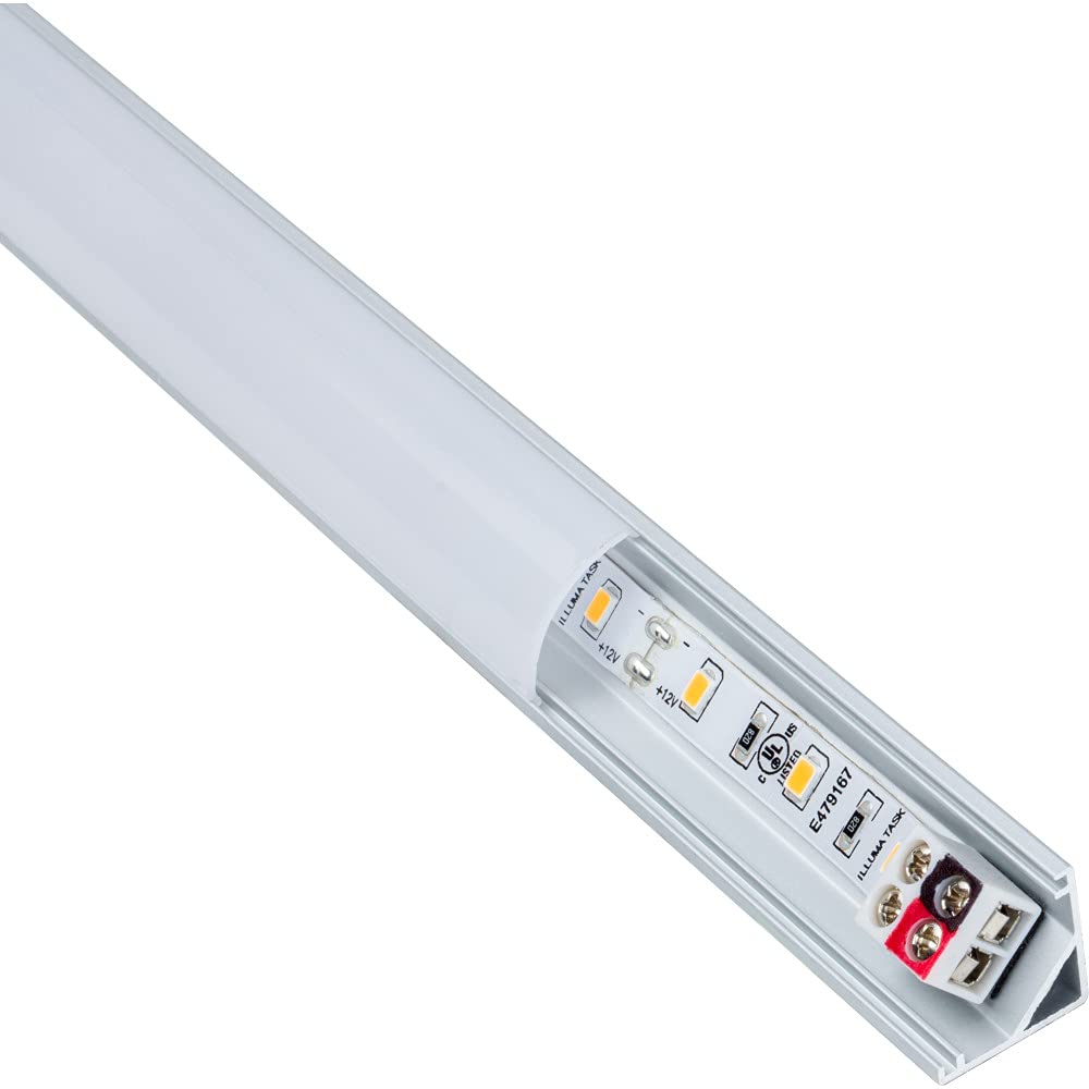 Task Lighting LR1P312V27-04W3 24-3/8" 195 Lumens 12-volt Accent Output Linear Fixture, Fits 27" Wall Cabinet, 4 Watts, Angled 003 Profile, Single-white, Soft White 3000K