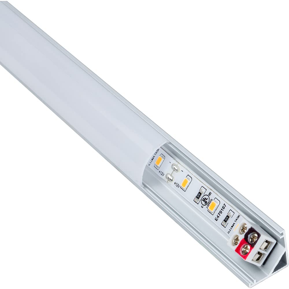 Task Lighting LR1P312V18-03W3 14-1/2" 116 Lumens 12-volt Accent Output Linear Fixture, Fits 18" Wall Cabinet, 2 Watts, Angled 003 Profile, Single-white, Soft White 3000K