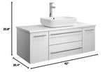 Fresca FCB6142WH-VSL-CWH-V Fresca Lucera 42" White Wall Hung Modern Bathroom Cabinet w/ Top & Vessel Sink