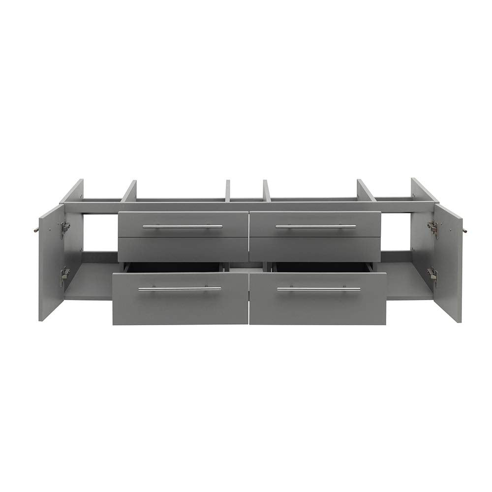 Fresca FCB6160GR-VSL Fresca Lucera 60" Gray Wall Hung Single Vessel Sink Modern Bathroom Cabinet