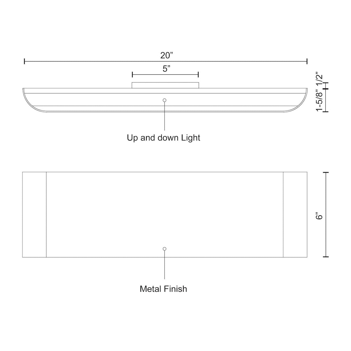 Kuzco EW27120-BK PLATEAU 20" EW Black 120V TRIAC/ELV LED 3000K 90CRI 24W