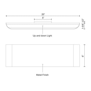 Kuzco EW27120-GH PLATEAU 20" EW Graphite 120V TRIAC/ELV LED 3000K 90CRI 24W