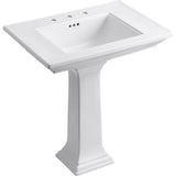 Kohler 2268-8-0 Memoirs Stately 30" pedestal bathroom sink with widespread faucet holes, White
