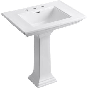 Kohler 2268-8-0 Memoirs Stately 30" pedestal bathroom sink with widespread faucet holes, White