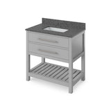 Jeffrey Alexander VKITWAV36GRBOR 36" Grey Wavecrest Vanity, Boulder Cultured Marble Vanity Top, undermount rectangle bowl