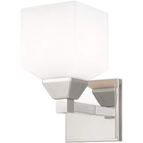 Livex Lighting 10281-05 Aragon - One Light Wall Sconce, Polished Chrome Finish with Satin Opal White Glass