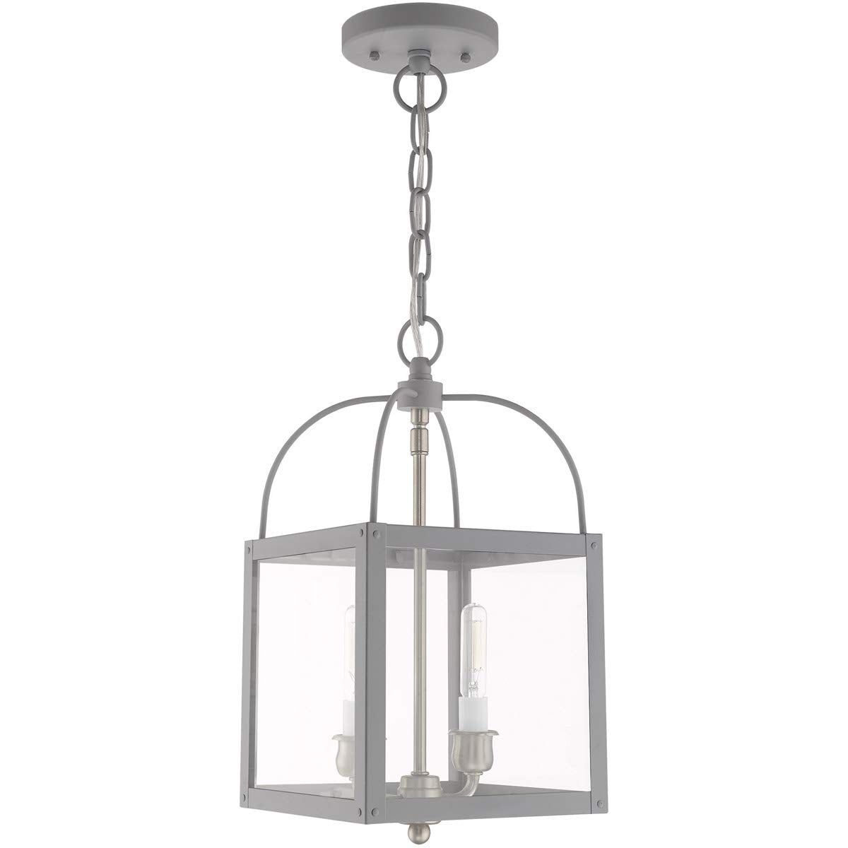 Livex Lighting 4041-80 Milford - Two Light Convertible Mini Pendant, Nordic Gray Finish with Clear Glass