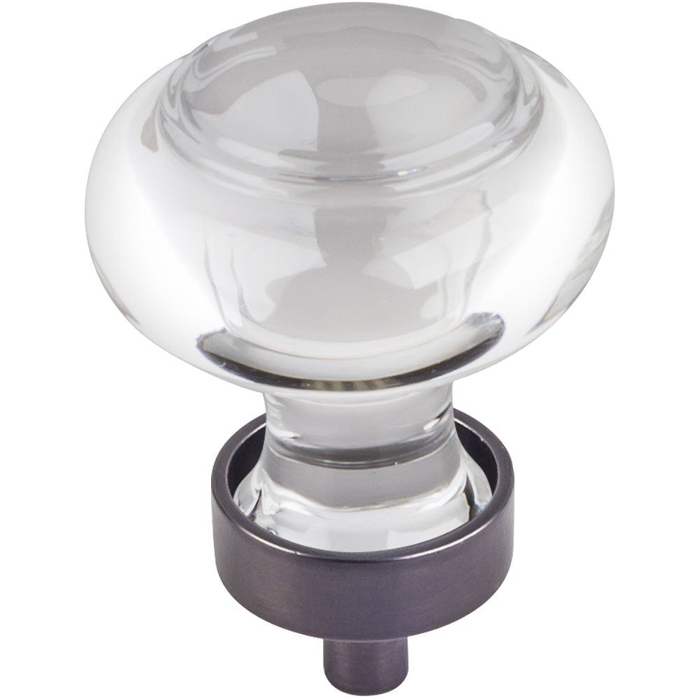 Jeffrey Alexander G120DBAC 1-7/16" Diameter Brushed Oil Rubbed Bronze Button Glass Harlow Cabinet Knob