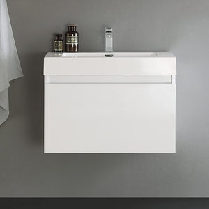 Fresca FCB8007BW-I Fresca Mezzo 30" Black Wall Hung Modern Bathroom Cabinet w/ Integrated Sink