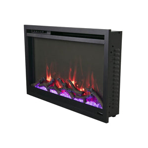 Amantii TRD-30-XS Traditional Xtraslim Smart Electric 30" WiFi Enabled Fireplace, Featuring a Multi Function Remote Control, Multi Flame Speeds and Clear Glass Media
