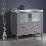 Fresca FCB6236GO-I Fresca Torino 36" Gray Oak Modern Bathroom Cabinet w/ Integrated Sink