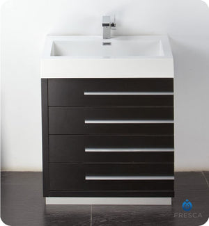 Fresca FVN8030BW Fresca Livello 30" Black Modern Bathroom Vanity w/ Medicine Cabinet