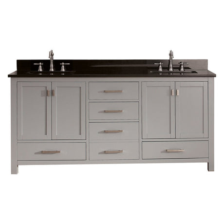 Avanity Modero 73 in. Double Vanity in Chilled Gray finish with Black Granite Top