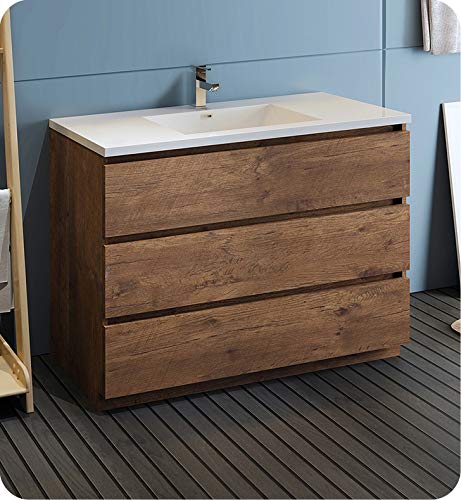 Fresca FCB9348RW-I Fresca Lazzaro 48" Rosewood Free Standing Modern Bathroom Cabinet w/ Integrated Sink