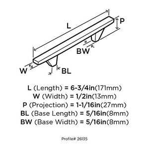 Amerock Cabinet Pull Satin Nickel 3-3/4 inch (96 mm) Center to Center Sleek 1 Pack Drawer Pull Drawer Handle Cabinet Hardware