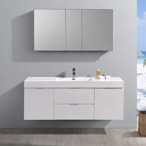 Fresca FVN8360GO Fresca Valencia 60" Gray Oak Wall Hung Modern Bathroom Vanity w/ Medicine Cabinet