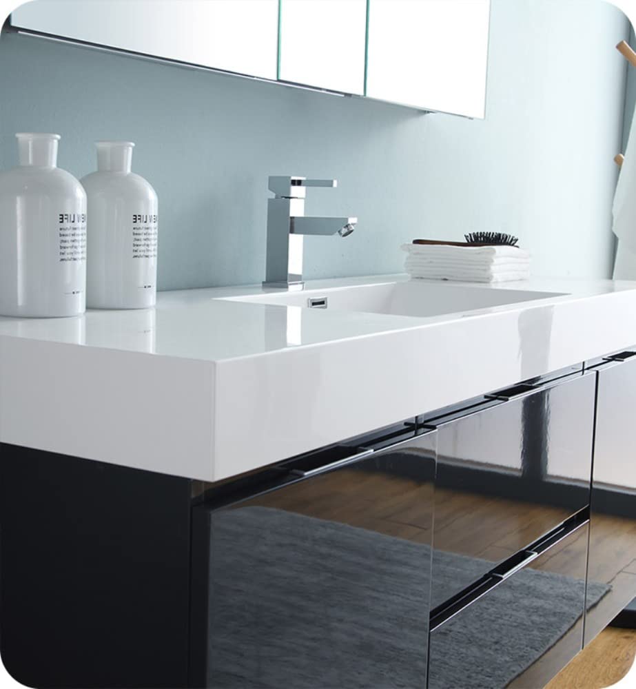 Fresca FCB8360GG Fresca Valencia 60" Dark Slate Gray Wall Hung Single Sink Modern Bathroom Cabinet