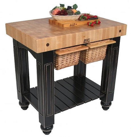 John Boos CU-GB3624-CR American Heritage Gathering Block II Prep Table with Butcher Top Base Finish: Warm Cherry