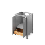 Jeffrey Alexander VKITCAD24WHWCR 24" White Cade Vanity, White Carrara Marble Vanity Top, undermount rectangle bowl