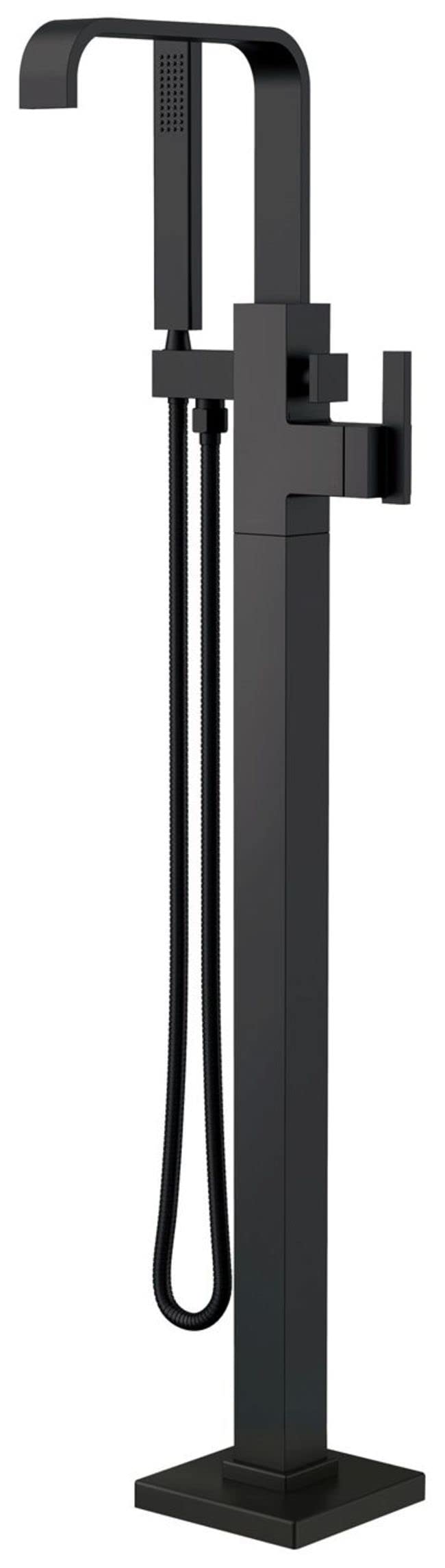 Gerber D300544BST Satin Black Square Floor Mount Tub Filler Trim Kit With Handshower