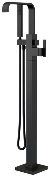 Gerber D300544BST Satin Black Square Floor Mount Tub Filler Trim Kit With Handshower