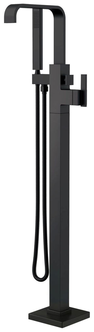 Gerber D300544BST Satin Black Square Floor Mount Tub Filler Trim Kit With Handshower