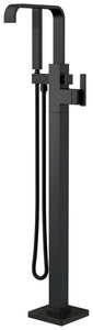 Gerber D300544BST Satin Black Square Floor Mount Tub Filler Trim Kit With Handshower