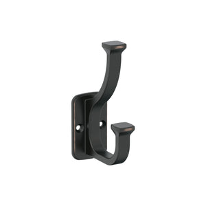 Amerock H37007ORB Alder Double Prong Decorative Wall Hook Oil Rubbed Bronze Hook for Coats, Hats, Backpacks, Bags Hooks for Bathroom, Bedroom, Closet, Entryway, Laundry Room, Office