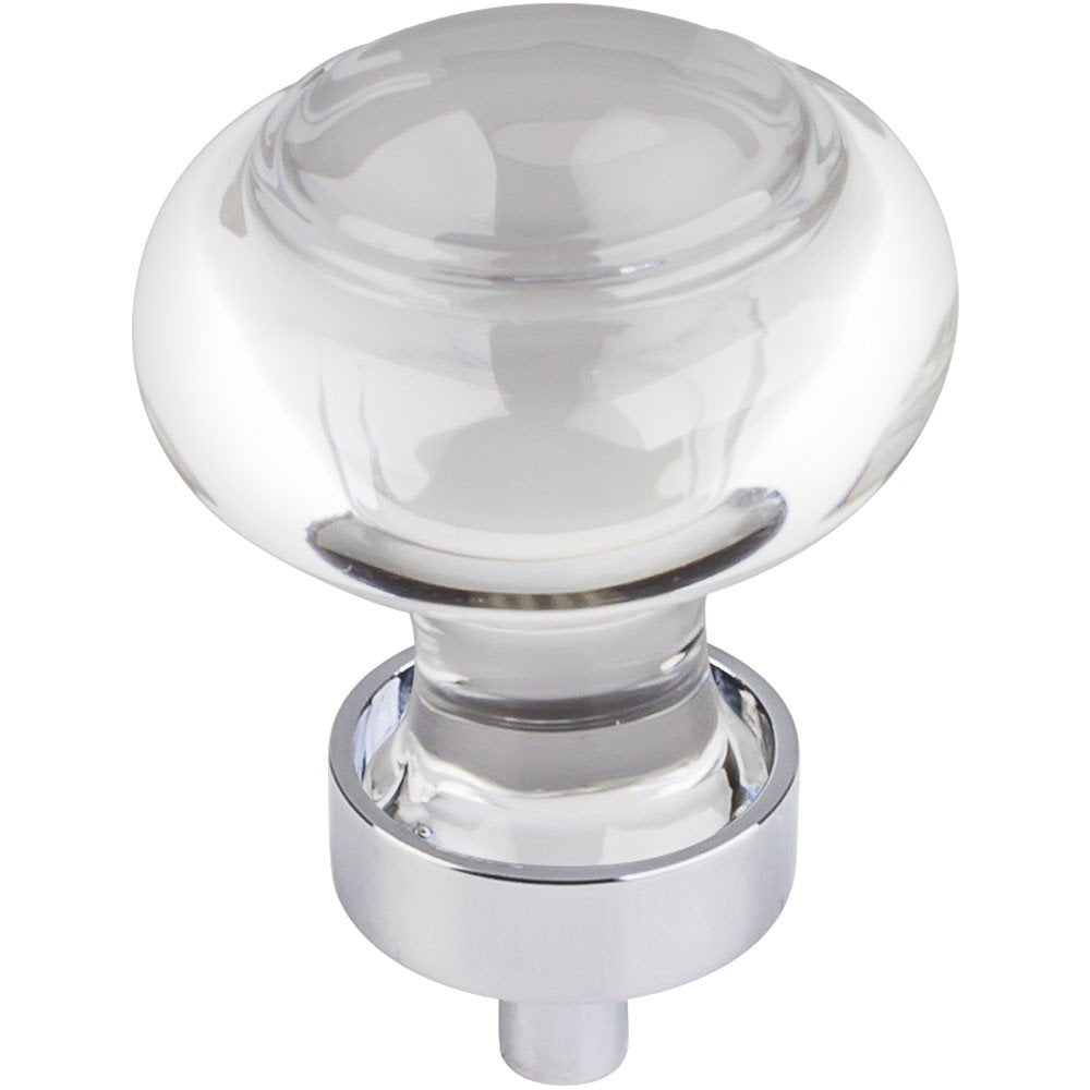 Jeffrey Alexander G120PC 1-7/16" Diameter Polished Chrome Button Glass Harlow Cabinet Knob