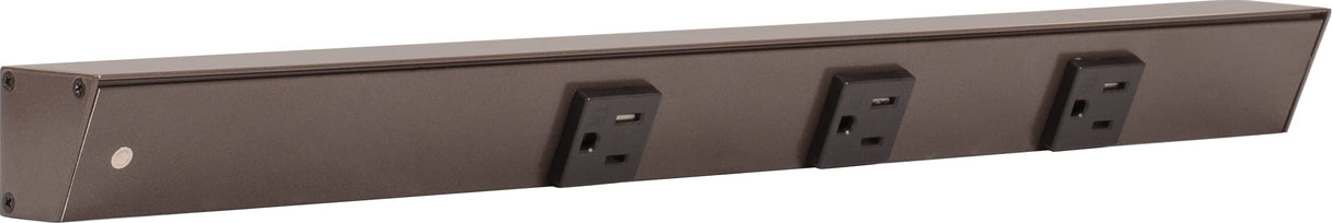 Task Lighting APT18-3B-P-BZ-L 18" APT Series Slim Angle Power Strip, Left Entry, Bronze Finish, Black Receptacles