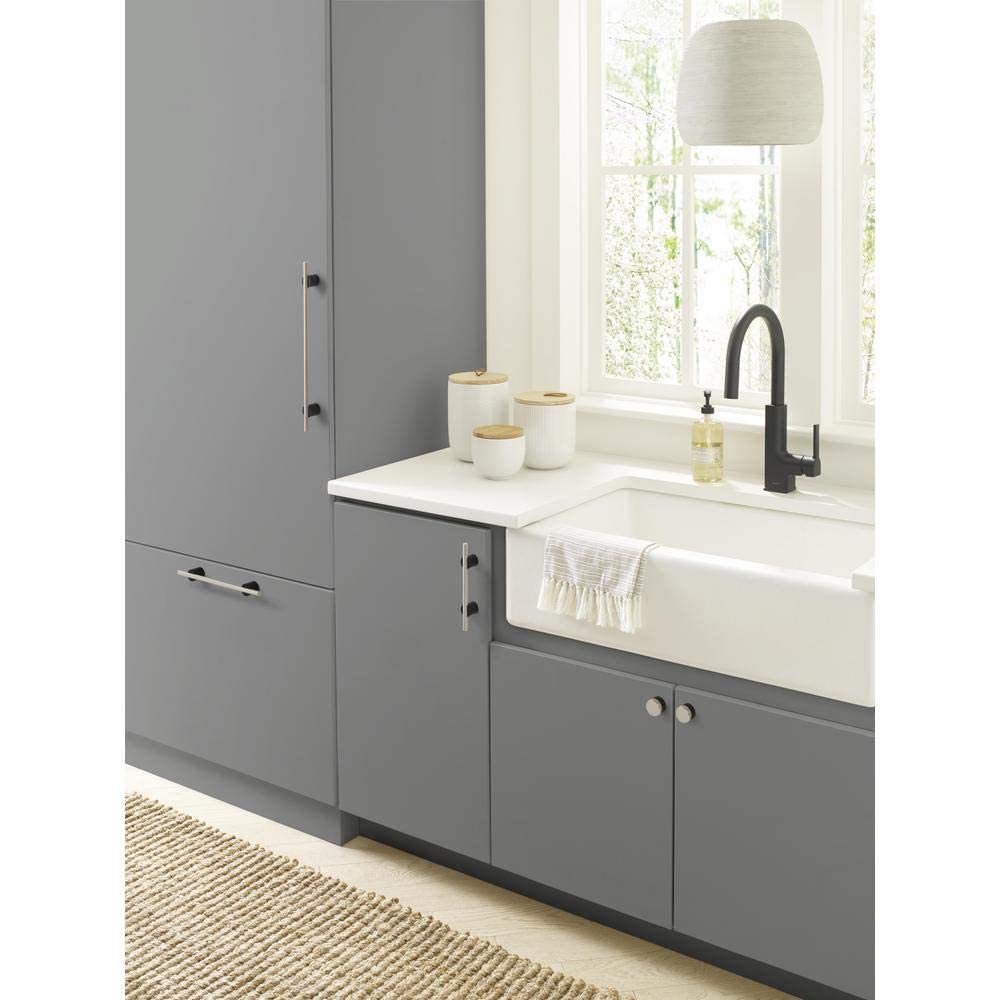 Amerock Cabinet Pull Matte Black/Polished Nickel 10-1/16 inch (256 mm) Center to Center Transcendent 1 Pack Drawer Pull Drawer Handle Cabinet Hardware
