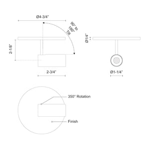 Kuzco SF15101-WH DOWNEY 3" Single SF White 120V TRIAC/ELV LED 3000K 90CRI 7W