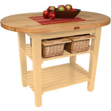 John Boos C-ELIP6030175-2S-N Eliptical C-Table, 60 inchW, Natural Maple, 2 shelves