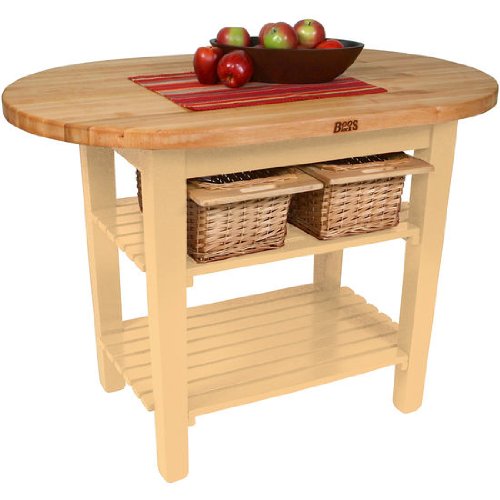 John Boos C-ELIP7230175-2S-N Eliptical C-Table, 72 inchW, Natural Maple, 2 shelves