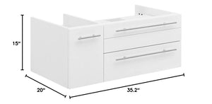 Fresca FCB6136WH-VSL-R Fresca Lucera 36" White Wall Hung Vessel Sink Modern Bathroom Cabinet - Right Version