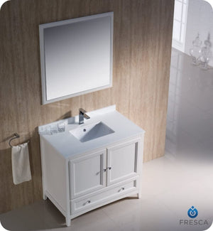 Fresca FVN2036AW Fresca Oxford 36" Antique White Traditional Bathroom Vanity